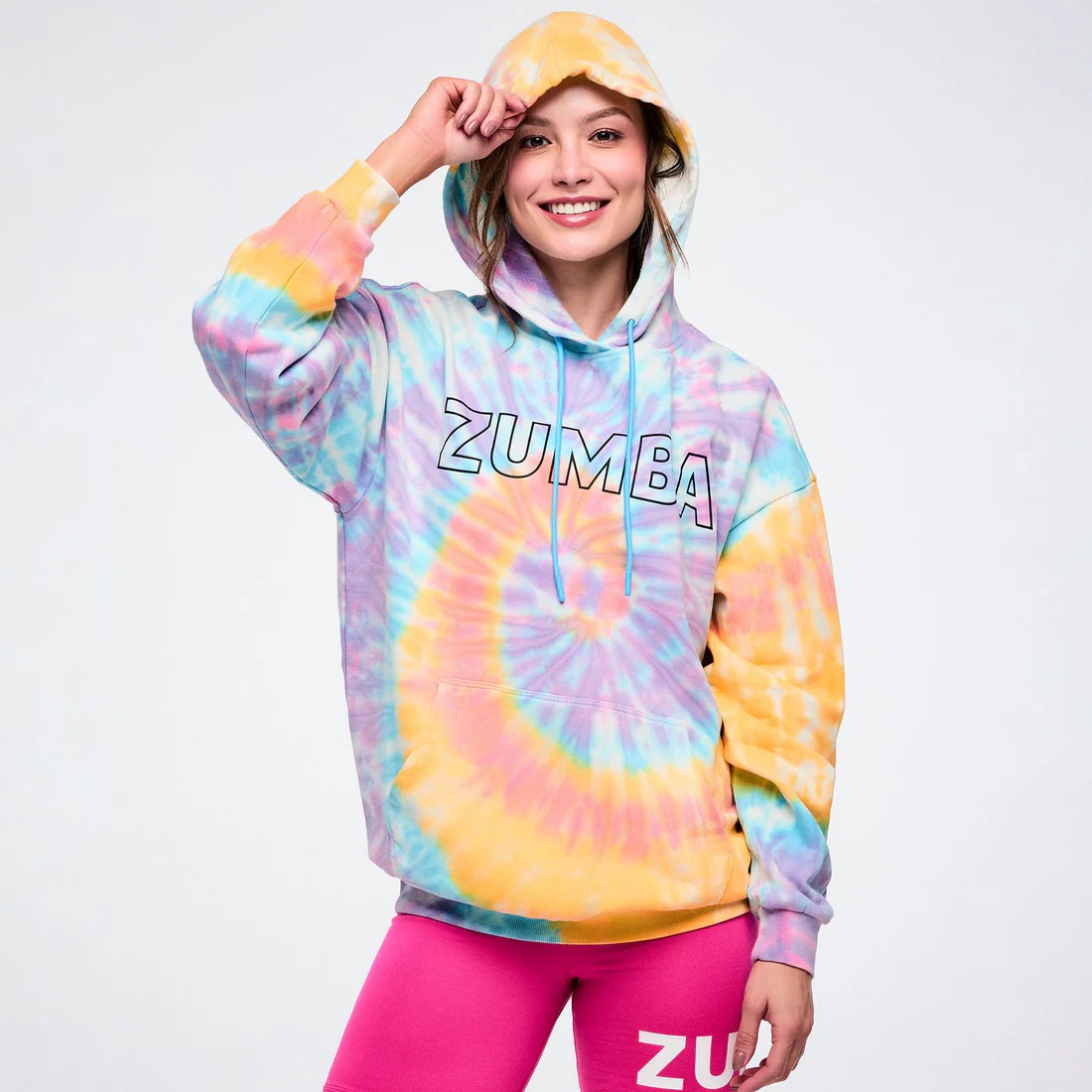 UNISEX TIE-DYE PULLOVER HOODIE – PINK/BLUE